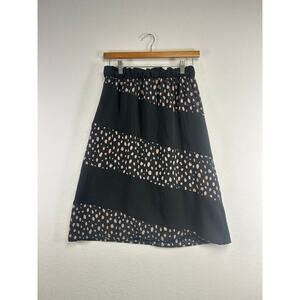 Peach‎ Perfect black and brown polkadot midi skirt size medium boho chic￼
